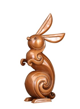 徽匠铜韵 纯铜生肖卡通兔工艺品摆件生日礼品玉兔开运家居摆设