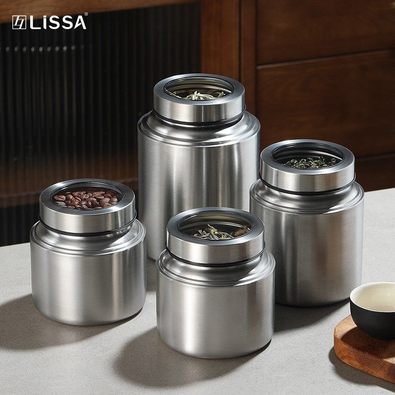 咖啡豆密封罐专用避光防潮咖啡粉储存罐304不锈钢收纳罐陈皮茶罐