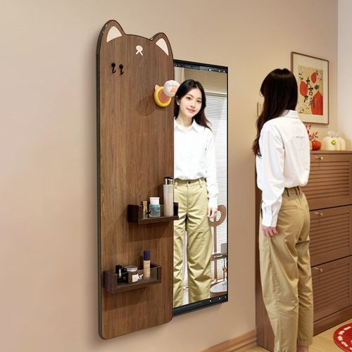 磁吸推拉镜隐藏式全身镜子画玄关可置物穿衣镜衣帽间可关闭试衣镜