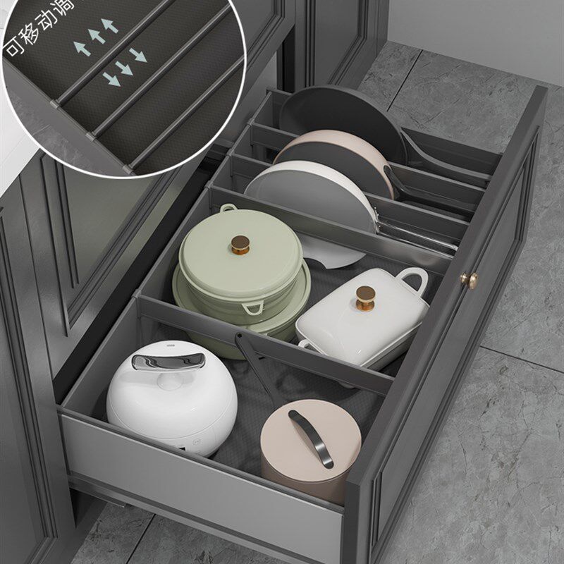 米司库厨房抗倍特拉篮锅具分隔碗碟抽屉橱柜储物篮柜内推拉隔层架,家装主材,拉篮,淘宝优惠券,粉丝福利购,淘宝优惠卷