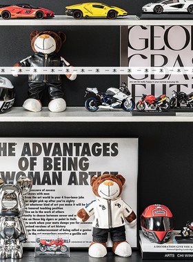 现代样板房儿童房机车主题摆件男孩房桌面赛车头盔跑车摩托模型