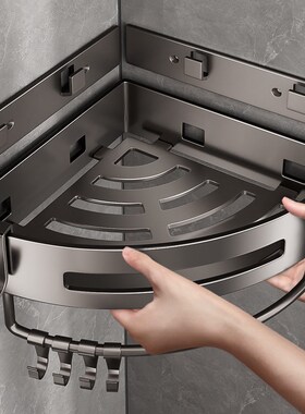 304不锈钢卫生间置物架壁挂免打孔转角厕所可拆卸三角篮浴室收纳