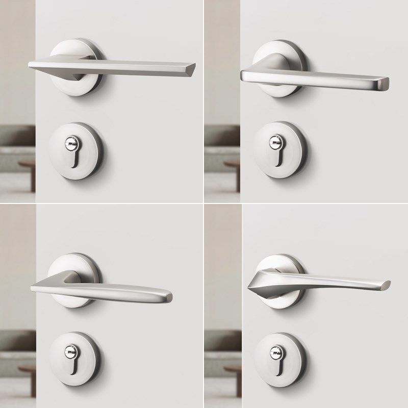 哑镍拉丝房门锁室内卧室简约房间门锁静音磁吸木门锁分体家用锁具