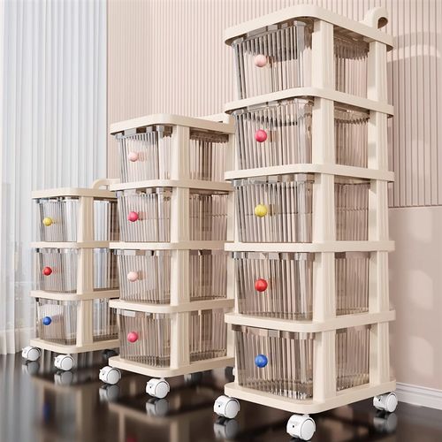 零食收纳小推车可移动置物架婴儿用品玩具多层抽屉储物柜超窄带轮