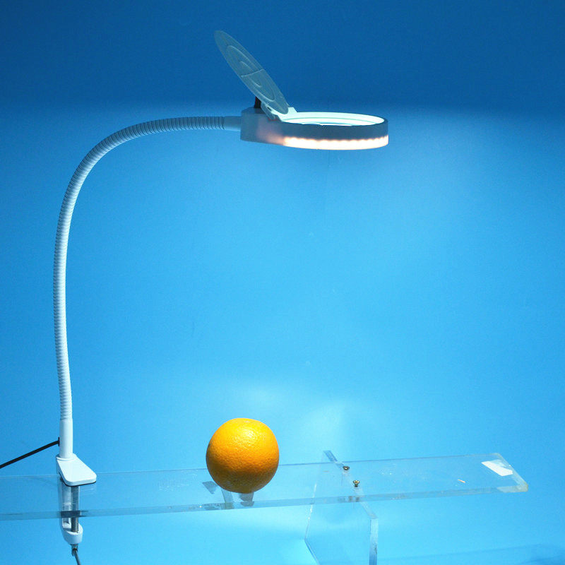 PDOK桌夹式10/20倍5倍放大镜带LED灯夹台式支架光学放大镜台灯高