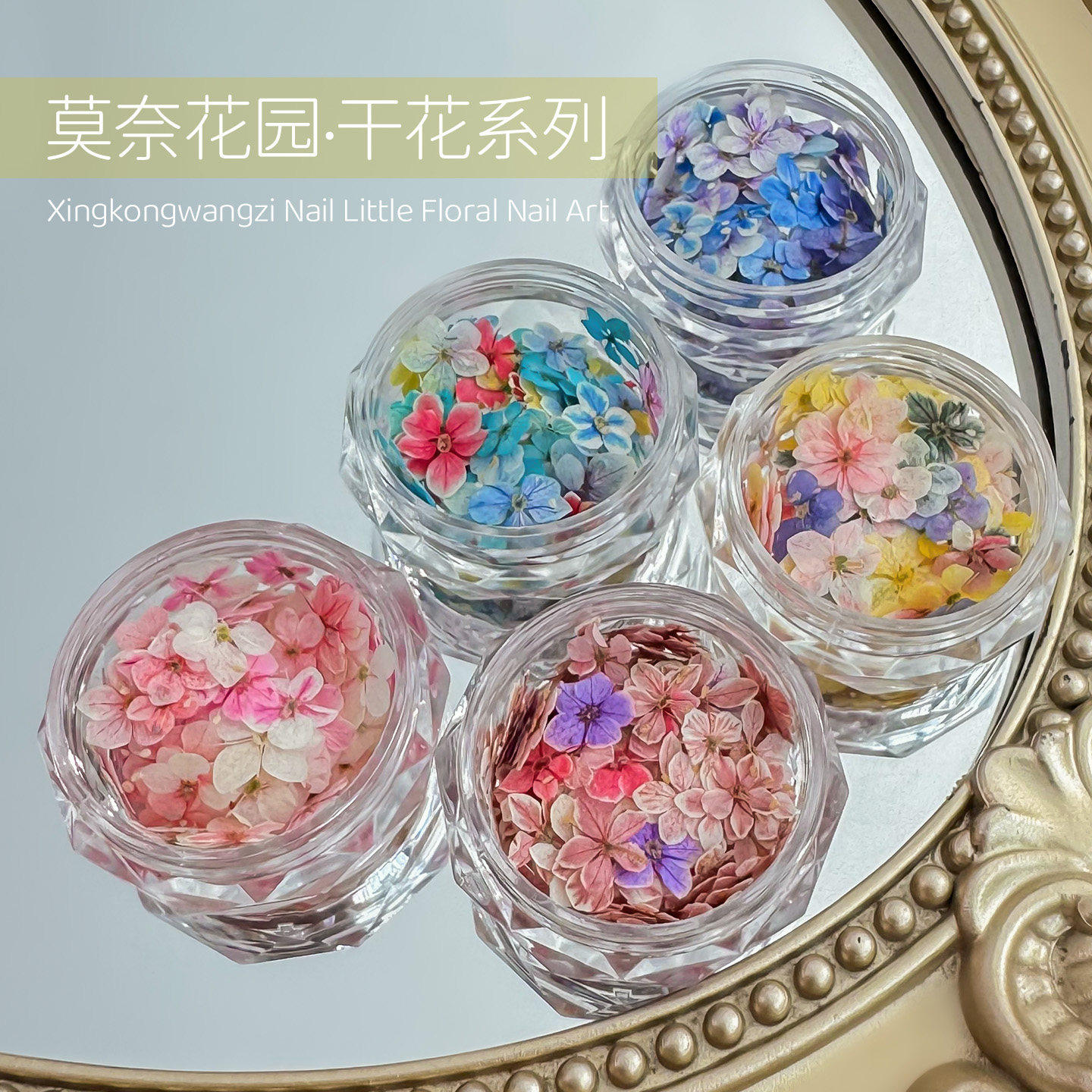 潮际莫奈花园干花系列美甲饰品彩色小花美甲贴片装饰品花型