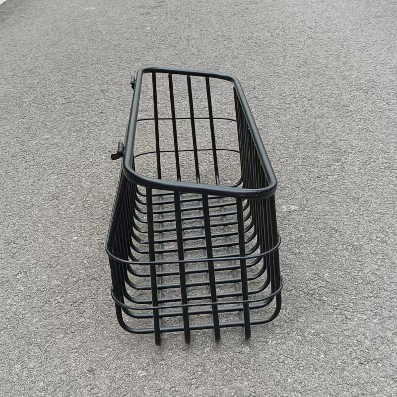 电动三轮车后置车筐车篮子加长加粗无盖铁框网篮储物箱带内胆内包