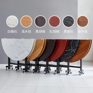 折叠圆桌家用经济型成人大圆桌简约现代可移N动圆形大圆桌折叠餐