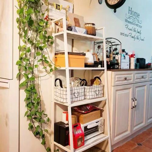 欧式置物架落地卧室铁艺储物架置地式阳台花架客厅梯形收纳架