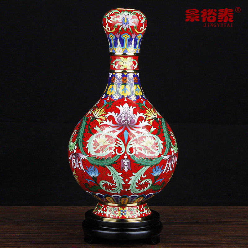 景泰蓝花瓶12寸蒜头瓶中式客厅书房装饰摆件工艺品外事商务礼品