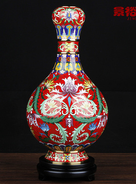 景泰蓝花瓶12寸蒜头瓶中式客厅书房装饰摆件工艺品外事商务礼品