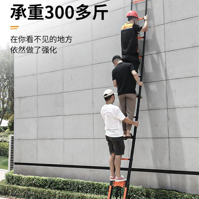 收缩楼梯4米竹节靠墙折叠3家用升降阁楼爬梯工程便携直梯伸缩梯子