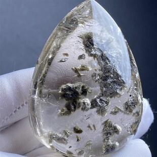 天然水晶包裹体绿云母花吊坠裸石男女款 水晶挂坠饰品毛衣链