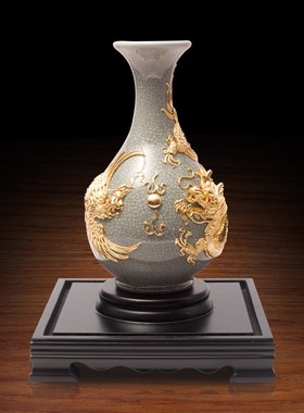 龙凤呈祥厦门漆线雕花瓶摆件闺蜜新婚礼物送新娘结婚礼品送新人