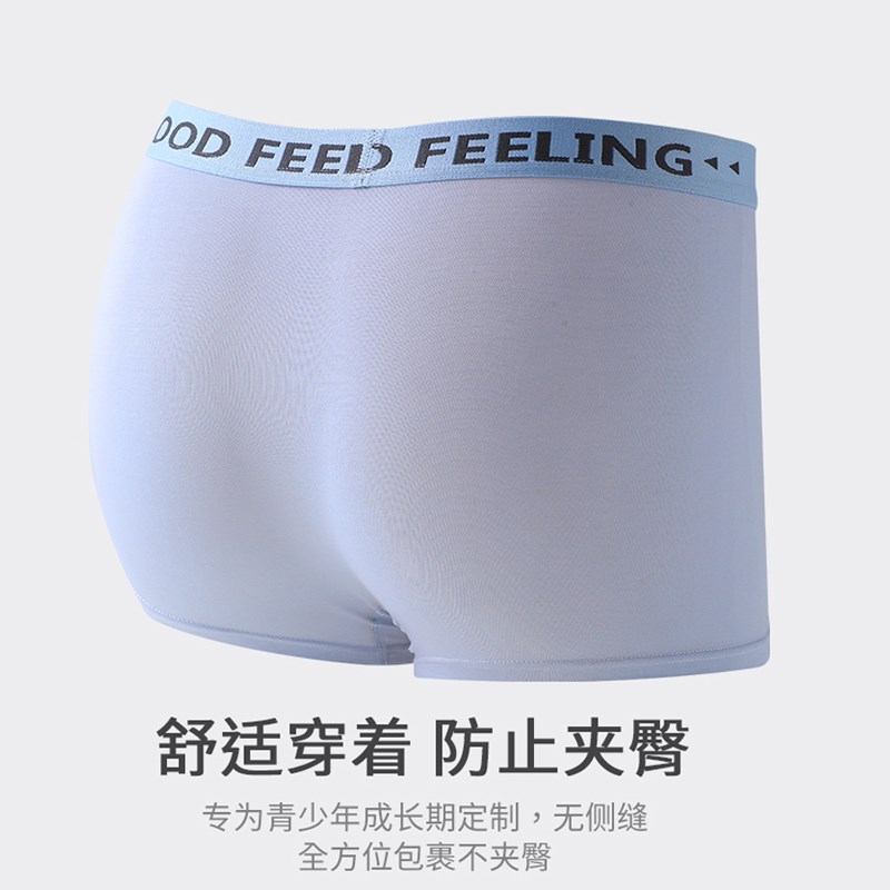 青少年内裤男夏季薄款纯棉平角初高中发育期学生无痕抗菌大码四角