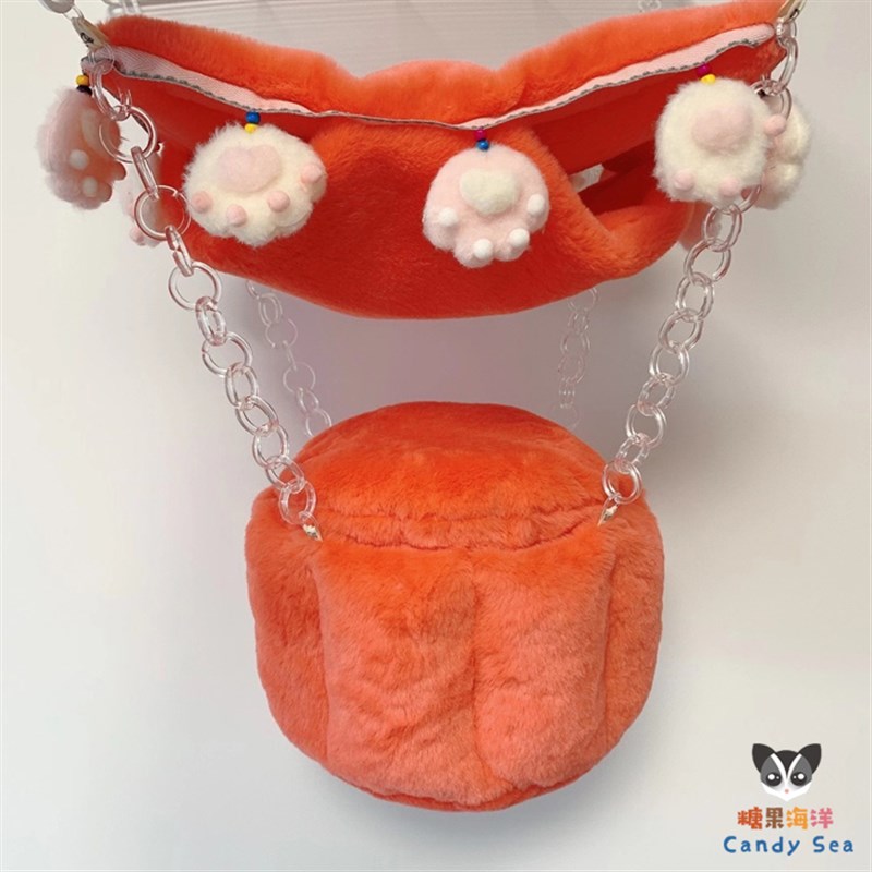 棉窝 毛绒窝 热气球毛绒窝加飞毯吊床套装吊床小兔绒保暖材质加绒