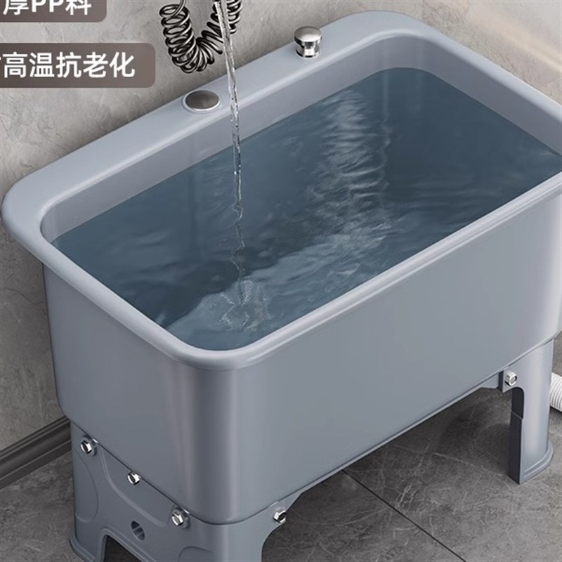 排水拖把桶长方j形自动下水移动拖把池家用洗拖布桶拖地一体专用