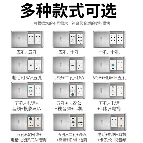 网络线地面面板滑盖家用平推式不锈钢地插座盖板防水地插隐形超薄
