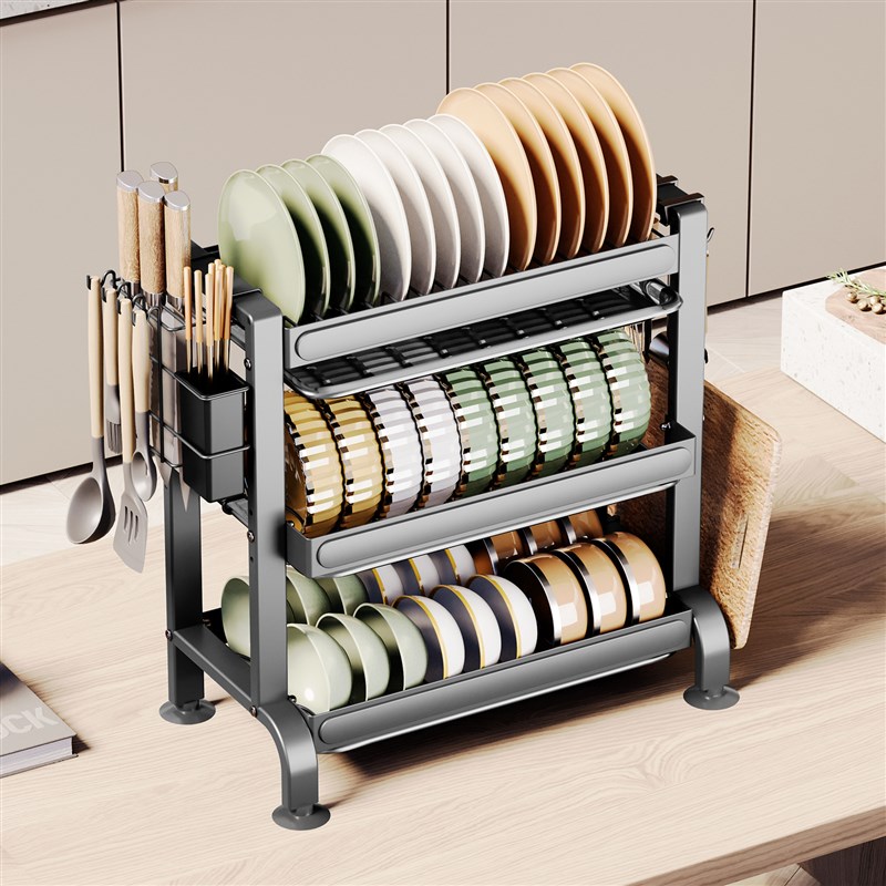 厨房置物架多功能碗盘碗碟收纳架碗筷收纳盒碗柜家用放碗架沥水架