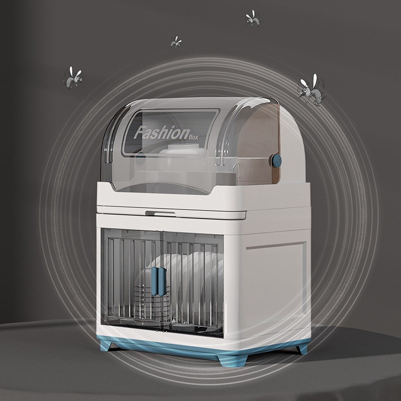 厨房碗架碗筷收纳盒带盖子放餐具装碗箱碟盘沥水置物架塑料碗盘柜