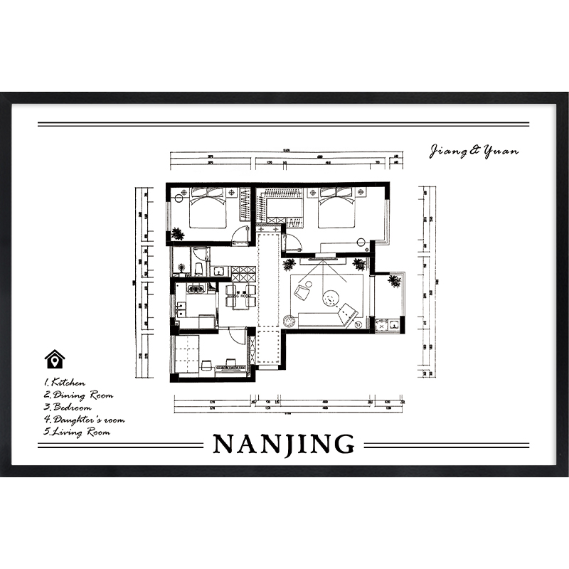 定制户型图遮挡电表箱装饰画带钟表遮盖电闸盒配电箱挂画免打孔