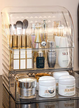 化妆品收纳盒桌面高级感防尘抽屉置物架面K膜口红护肤品整理箱柜