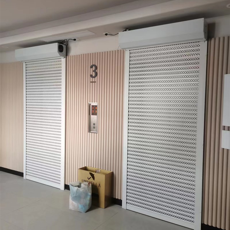 实体工厂定制入户电梯铝合金电动卷帘门防盗镂空电梯专Y用卷帘门