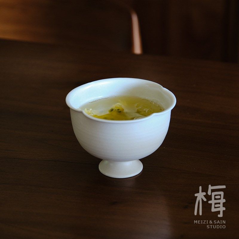 梅子 纯手工 高脚茶杯 陶瓷冷饮杯 中式鸡尾酒杯 果汁杯 暖白哑光,餐饮具,茶杯,淘宝优惠券,粉丝福利购,淘宝优惠卷