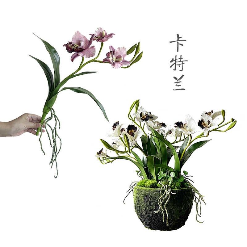 仿真卡特兰加多利亚兰花假花摆件室内H客厅装饰品插花艺绿植盆栽