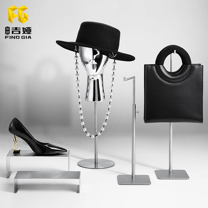 服装店铁艺包展示架陈列道具挂钩男女包包支撑架高档磨砂哑光黑色