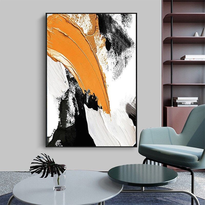 沙发背景墙装饰画彩色高级感肌理落地画大幅抽象挂画入户玄关壁画