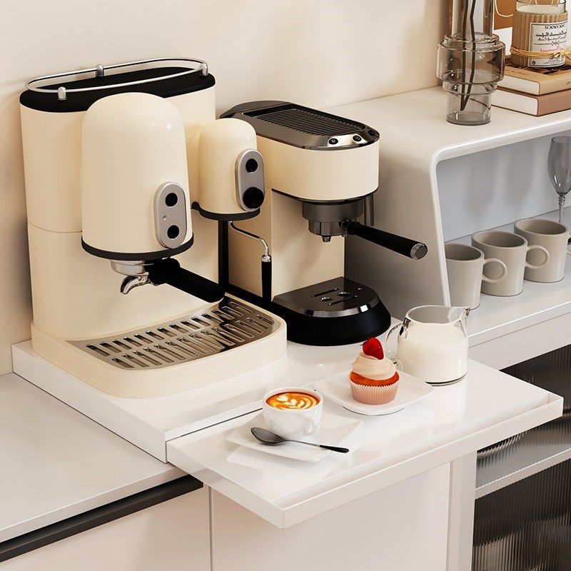 厨房桌面咖啡机置物架杯子水杯茶水间抽拉托盘隔板台小家电微波炉