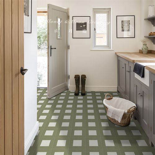 绿色仿花砖贴纸地板贴自粘阳台厨房防水防滑地面耐磨翻新pvc墙贴