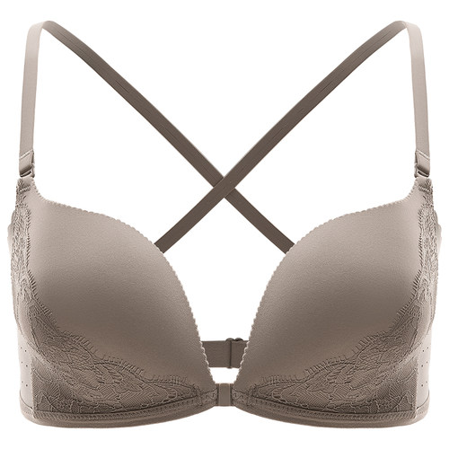 前扣美背无痕内衣女小胸聚拢无钢圈收副乳防下垂文胸夏季薄款胸罩