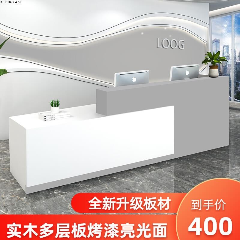 实木多层服装店吧台美容院店收银台店铺小型吧台桌公司.前台接待