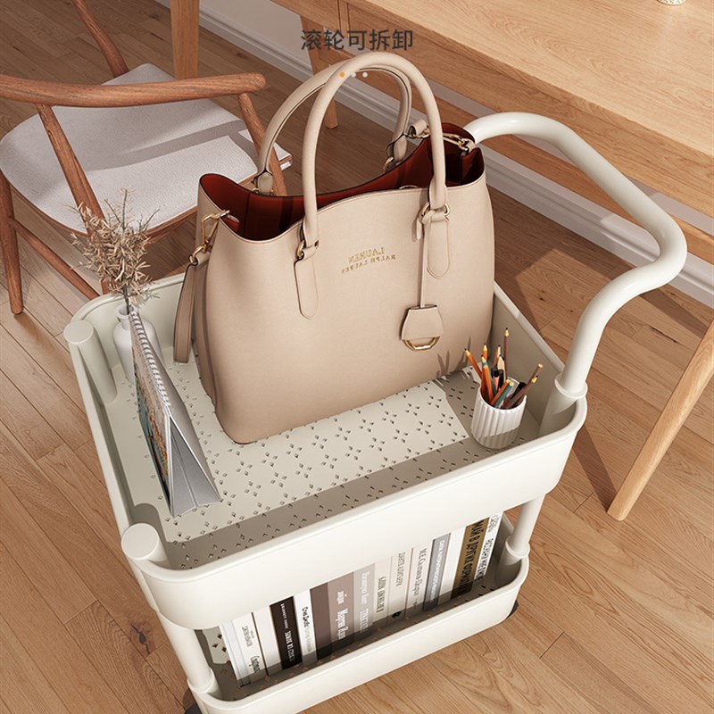 桌下书架落地桌面置物架书包收纳柜移动办公室好物儿童带轮小推车