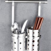 双筷笼挂架304不锈钢厨房收纳置物架筷筒挂件壁挂钩挂杆免打孔