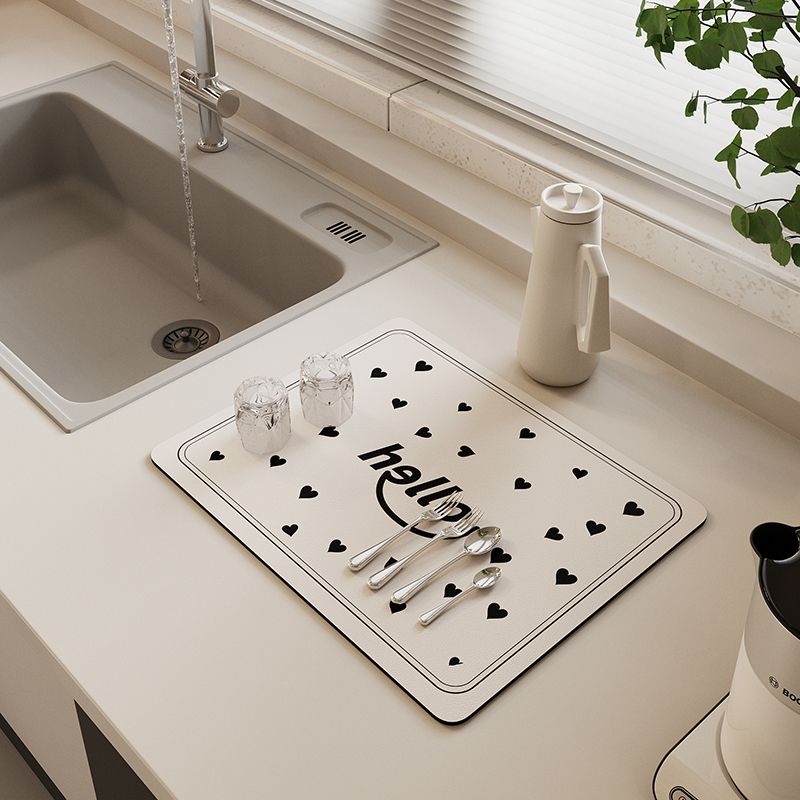厨房沥水垫洗手台面吧台r洗碗水池槽桌面漱口杯防滑硅藻泥吸水垫