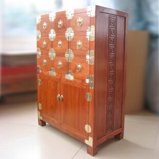一文制木纯实木现代中式九抽两门斗柜储物柜包邮
