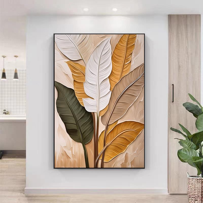 花卉奶油风浮雕立体感玄关装饰画抽象温馨入户正对门壁画客厅挂画图片