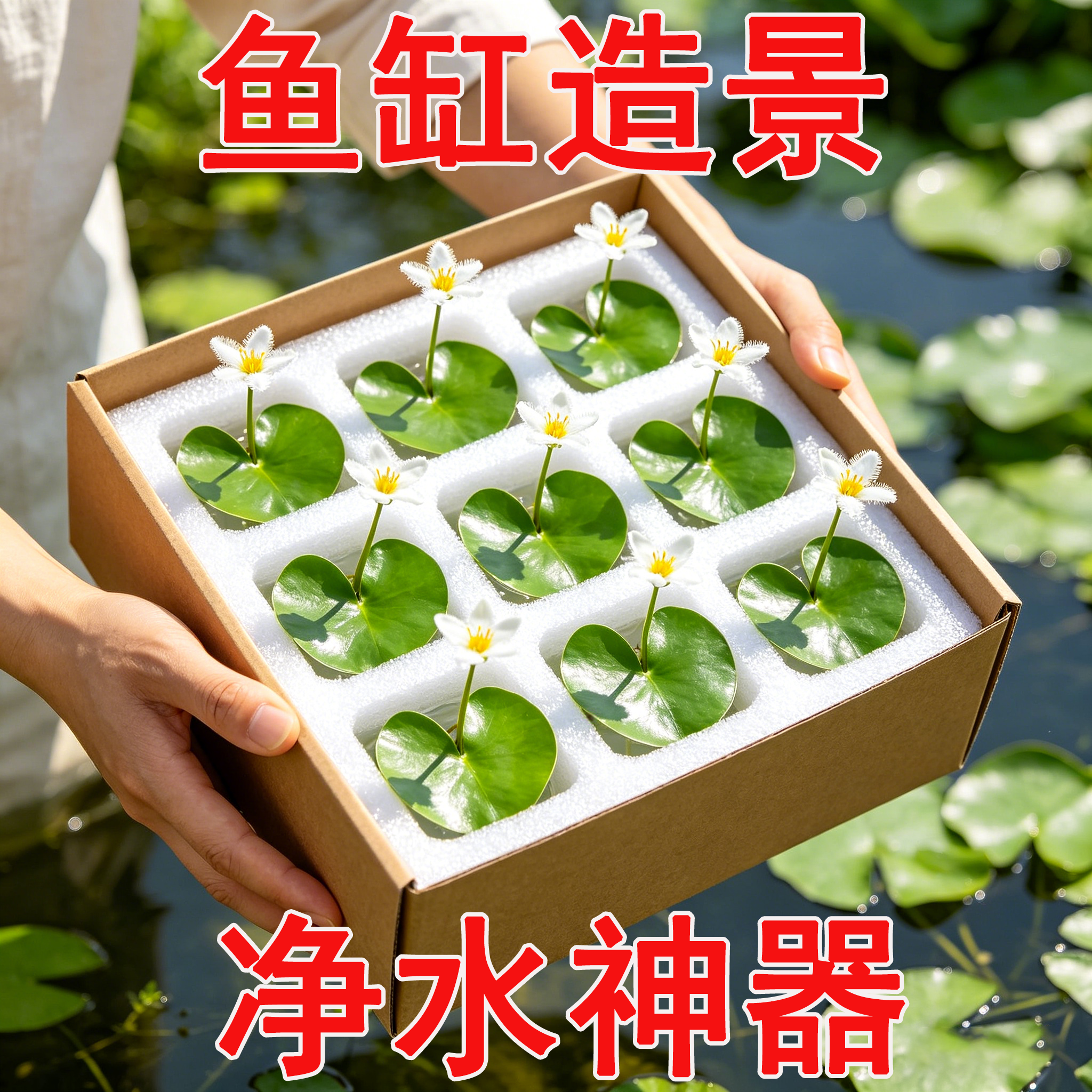 一叶莲碗莲水培植物室内四季常青花卉多年生净化水质除水莲花
