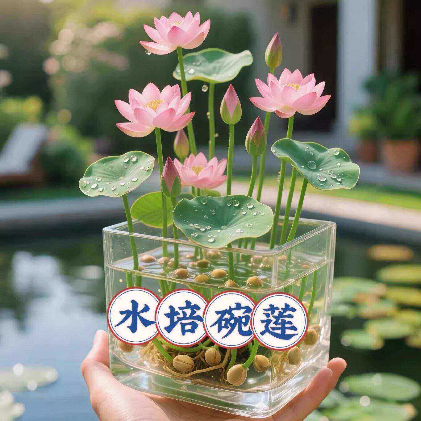 碗莲种七彩五颜六色水培花卉水养四季莲花荷花种莲藕绿植水培莲子