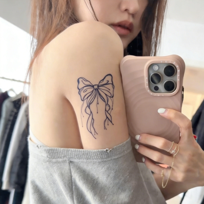 高颜值纹身贴纸女小清新线条艺术纹身贴防水持久ins辣妹学生少女