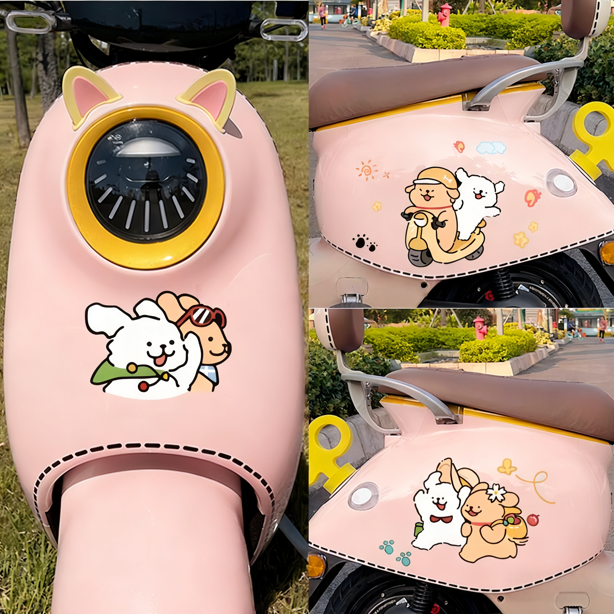 这辆小电瓶车车贴太可爱了！