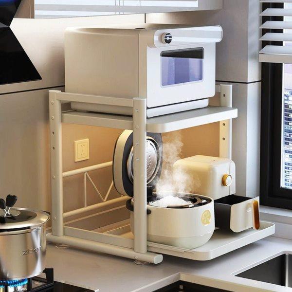 升级加厚厨房收纳置物架家用可调节微波炉置物架电饭煲桌面置物架,厨房/烹饪用具,微波炉置物架,淘宝优惠券,粉丝福利购,淘宝优惠卷