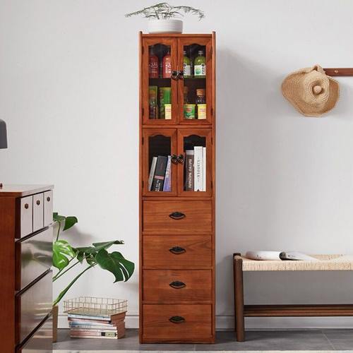 斗柜实木立柜高窄型边角柜卧室客厅储物柜五斗橱收纳柜厨房餐边柜