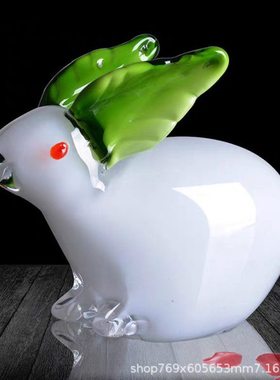 创意家居摆件高档玻璃动物摆件玄关摆件软装摆件玻璃动物兔子