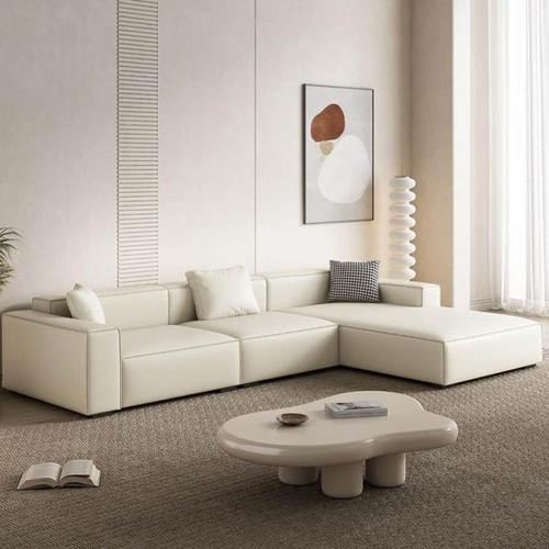 意式极简2023新款科技布简约现代客厅小户型直排豆腐块奶油风沙发