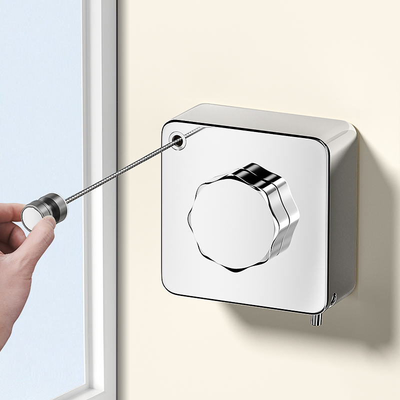 304新型伸缩隐形晾衣绳6米室内免打孔晾衣架阳台S家用墙上晾衣神