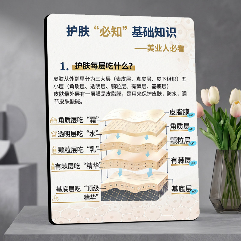 皮肤管理护肤知识桌面摆台美容院项目宣传展示牌